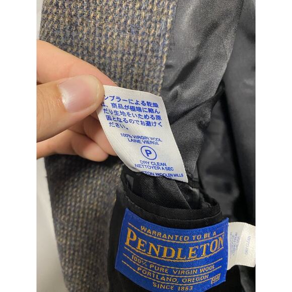 Vintage Pendleton Virgin Wool Tweed Sport Coat Blazer Elbow Patch Size 44 Brown - Picture 4 of 8